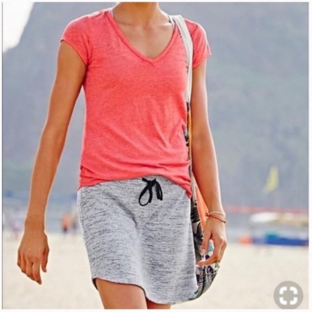 Athleta Heathered Gray Drawstring Stretch Straight Pencil Skirt Size MT Tall